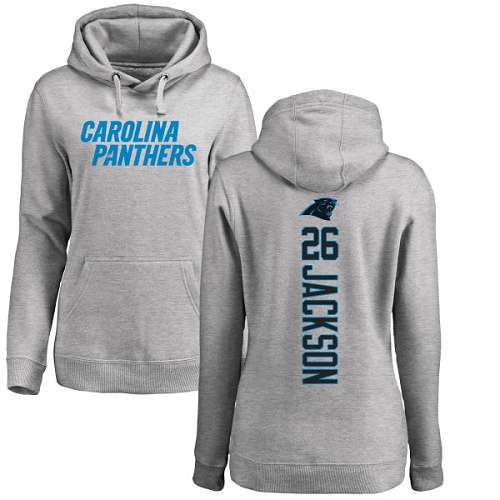 Carolina Panthers Ash Women Donte Jackson Backer NFL Football 26 Pullover Hoodie Sweatshirts